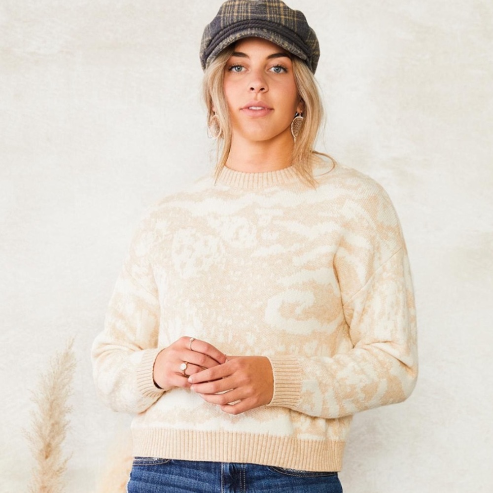 NWT Willow & Root Abstract Animal Print Sweater size S